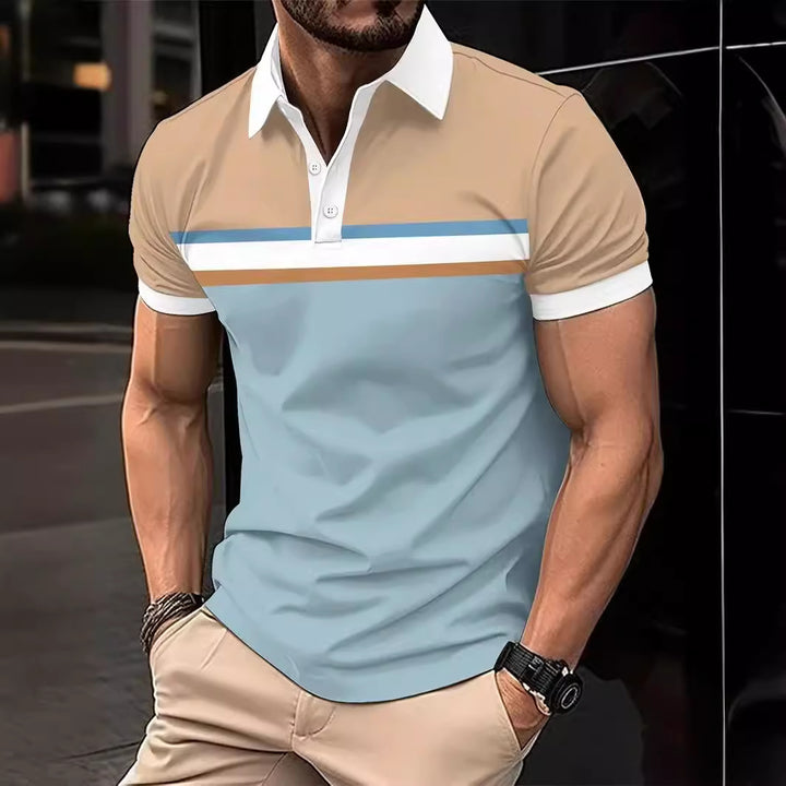 Herrens stiliga poloshirt med stilig randdesign Mirla-Eva Jonsson