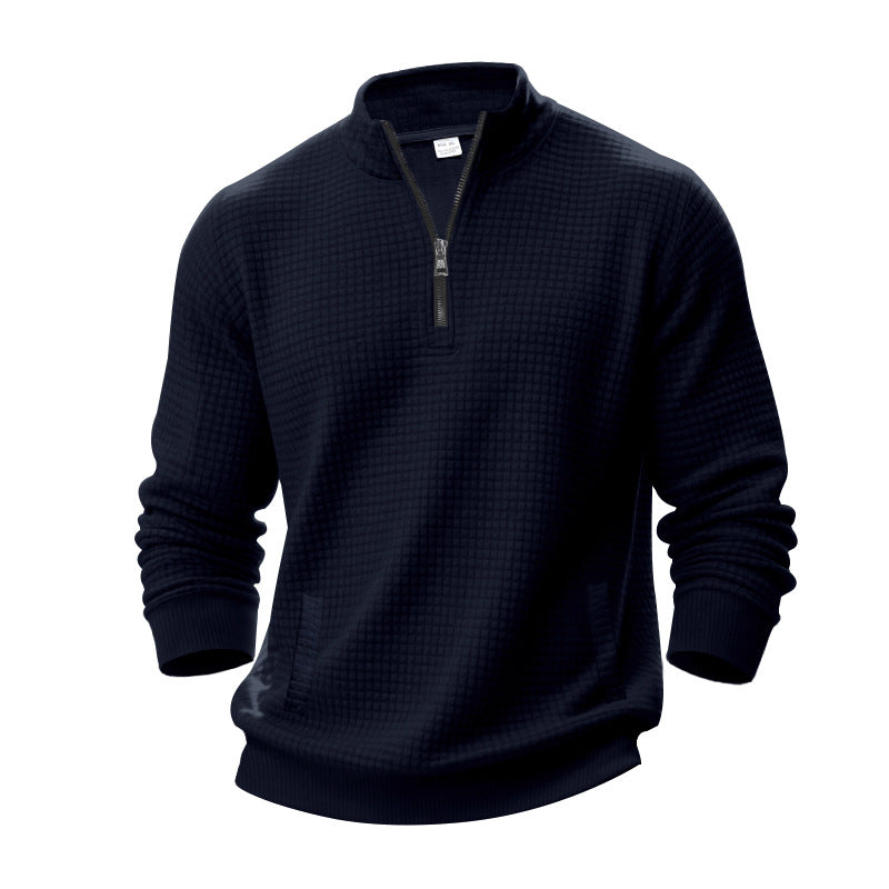 Herrens strukturerad sweatpullover med halv dragkedja Eva Jonsson-Eva Jonsson
