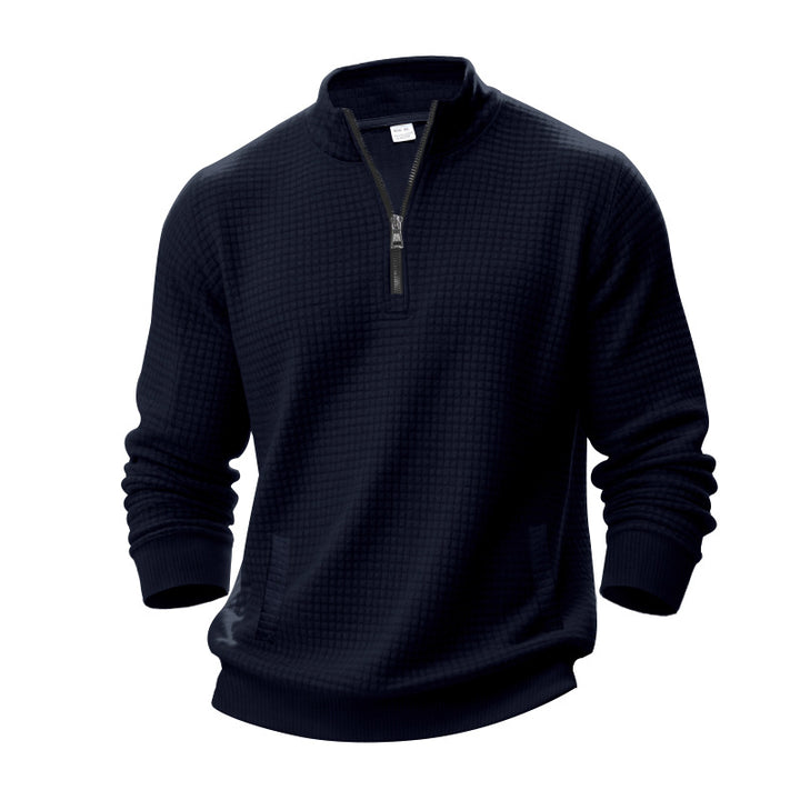 Herrens strukturerad sweatpullover med halv dragkedja Eva Jonsson-Eva Jonsson
