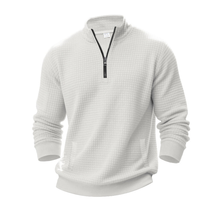 Herrens strukturerad sweatpullover med halv dragkedja Eva Jonsson-Eva Jonsson