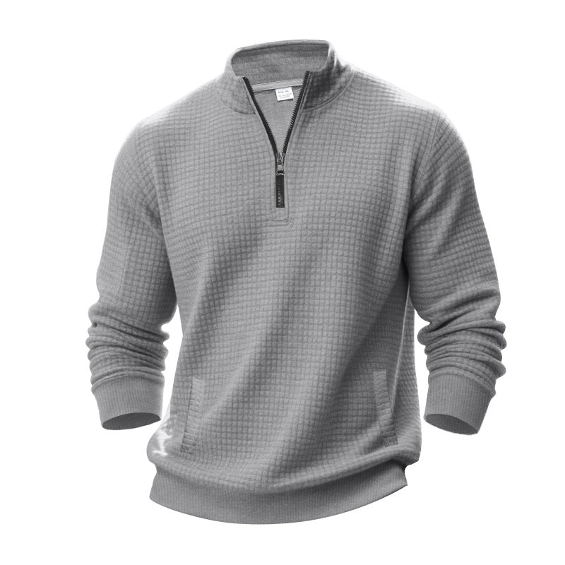 Herrens strukturerad sweatpullover med halv dragkedja Eva Jonsson-Eva Jonsson