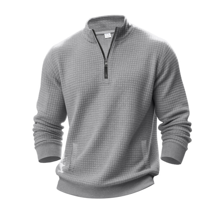 Herrens strukturerad sweatpullover med halv dragkedja Eva Jonsson-Eva Jonsson