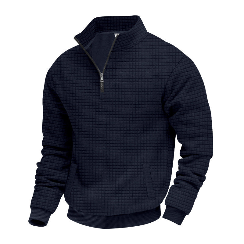 Herrens strukturerad sweatpullover med halv dragkedja Eva Jonsson-Eva Jonsson