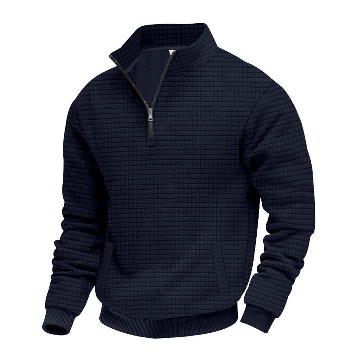 Herrens strukturerad sweatpullover med halv dragkedja Eva Jonsson-Eva Jonsson