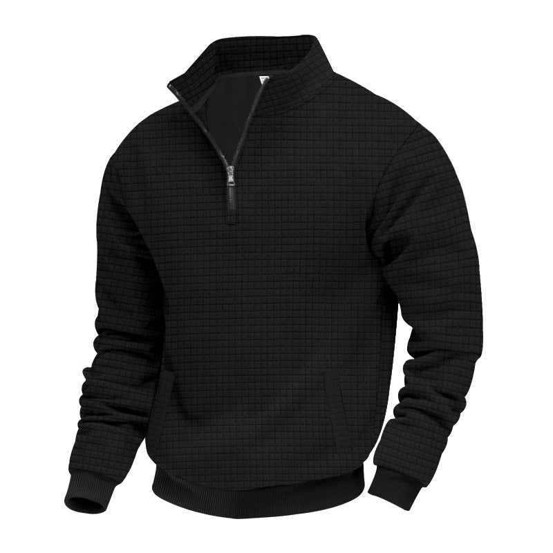 Herrens strukturerad sweatpullover med halv dragkedja Eva Jonsson-Eva Jonsson