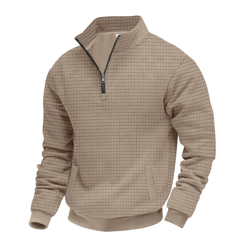 Herrens strukturerad sweatpullover med halv dragkedja Eva Jonsson-Eva Jonsson