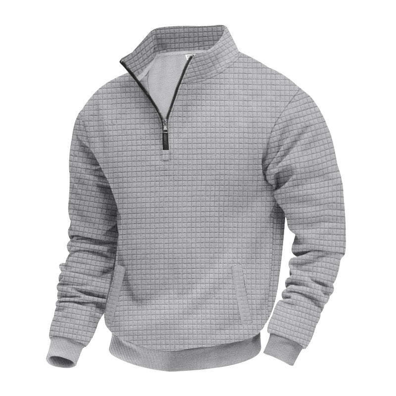 Herrens strukturerad sweatpullover med halv dragkedja Eva Jonsson-Eva Jonsson