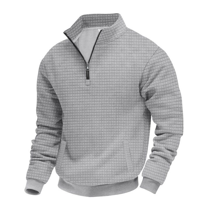Herrens strukturerad sweatpullover med halv dragkedja Eva Jonsson-Eva Jonsson