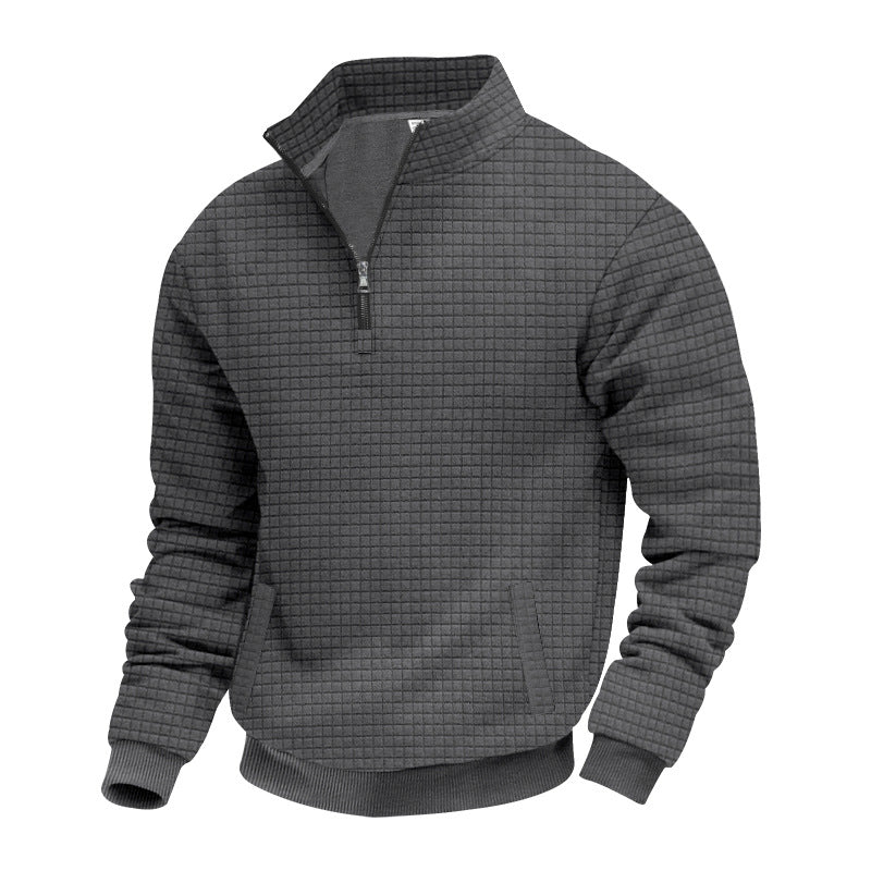 Herrens strukturerad sweatpullover med halv dragkedja Eva Jonsson-Eva Jonsson