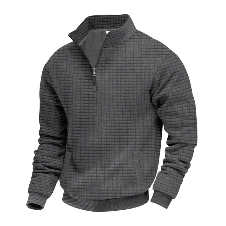 Herrens strukturerad sweatpullover med halv dragkedja Eva Jonsson-Eva Jonsson