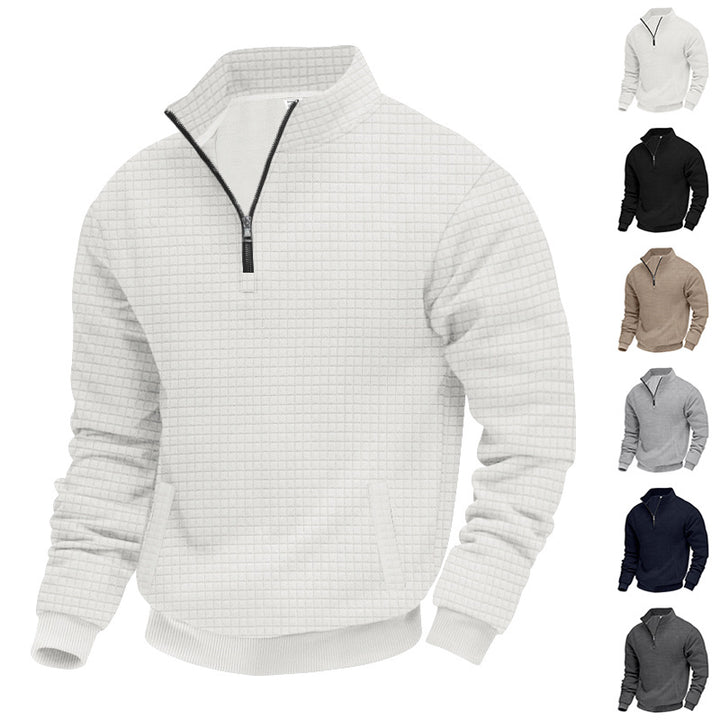 Herrens strukturerad sweatpullover med halv dragkedja Eva Jonsson-Eva Jonsson