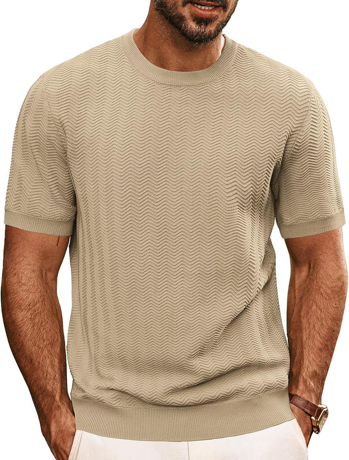 Herrens strukturerat rundhals T-shirt Mirla-Eva Jonsson