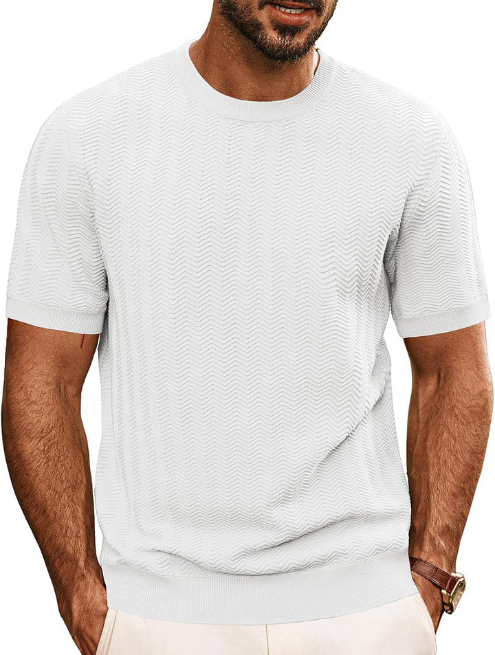 Herrens strukturerat rundhals T-shirt Mirla-Eva Jonsson