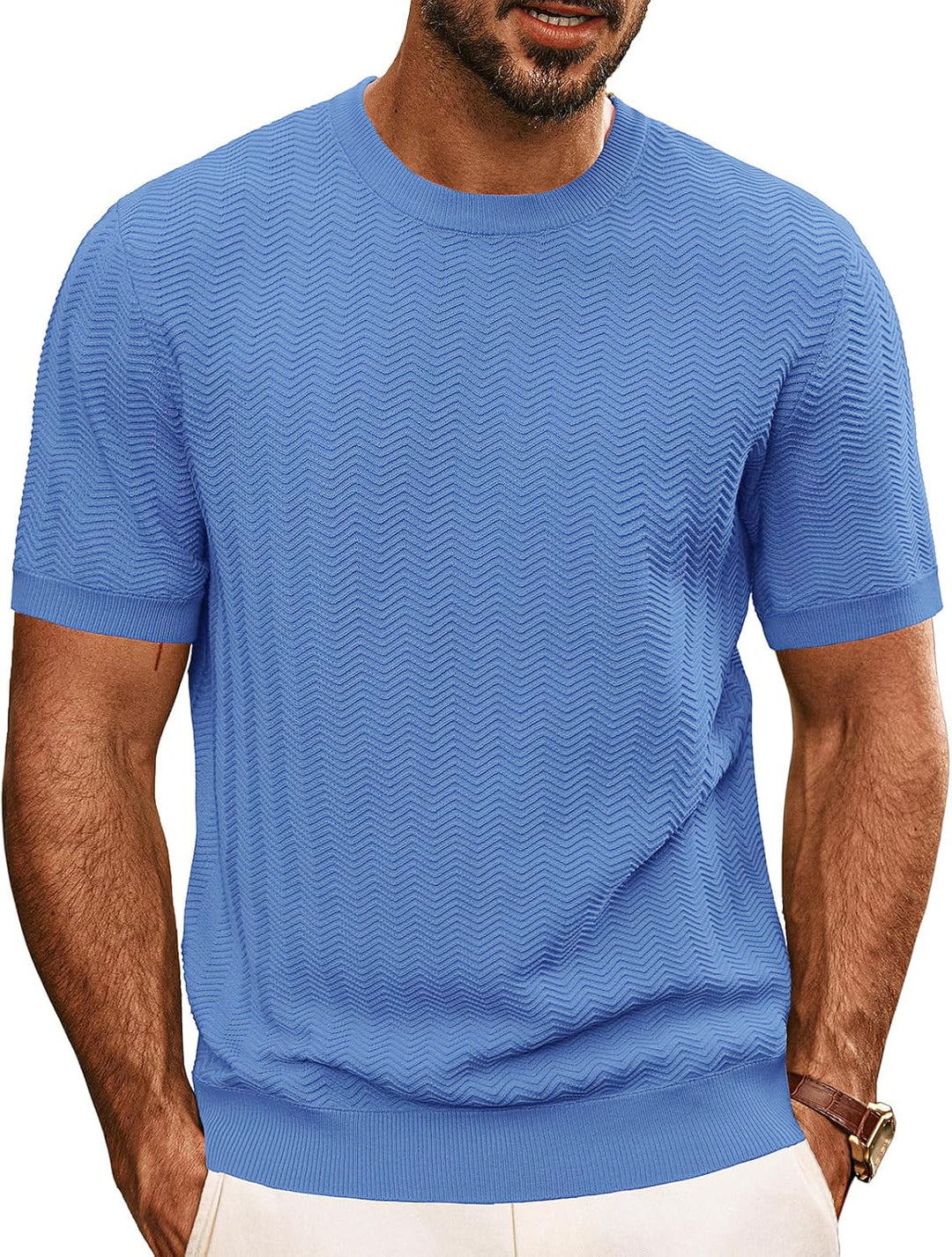 Herrens strukturerat rundhals T-shirt Mirla-Eva Jonsson