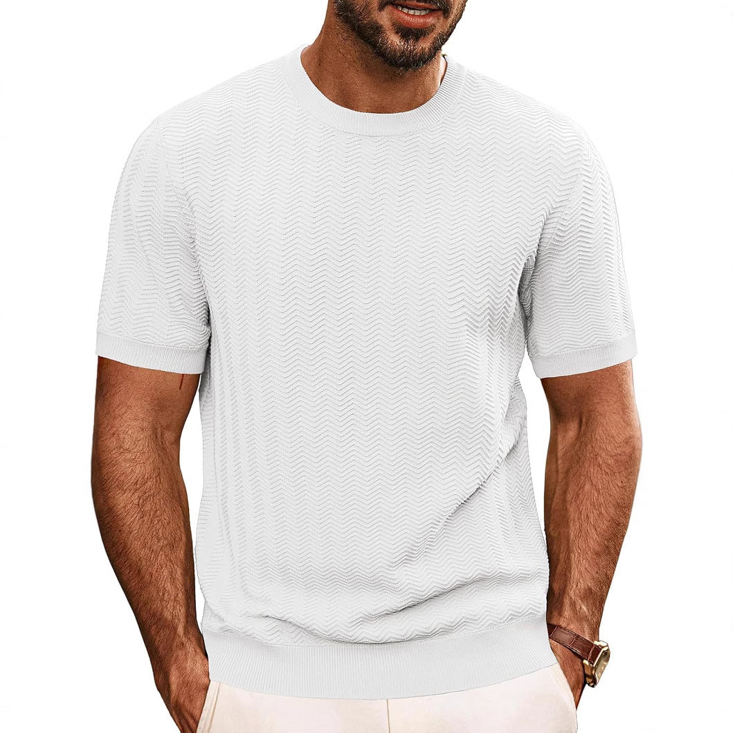 Herrens strukturerat rundhals T-shirt Mirla-Eva Jonsson