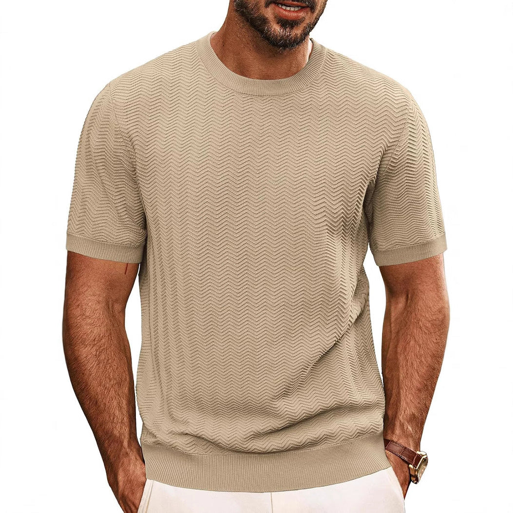 Herrens strukturerat rundhals T-shirt Mirla-Eva Jonsson