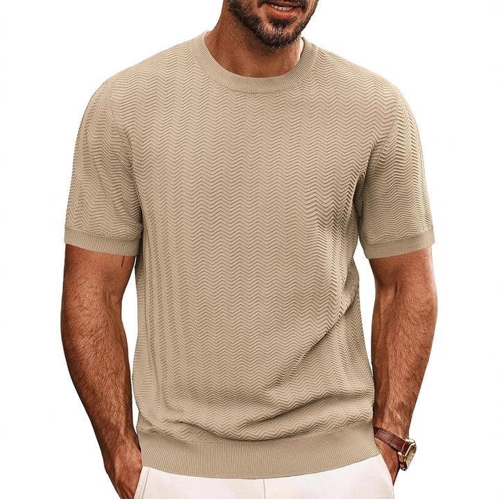 Herrens strukturerat rundhals T-shirt Mirla-Eva Jonsson