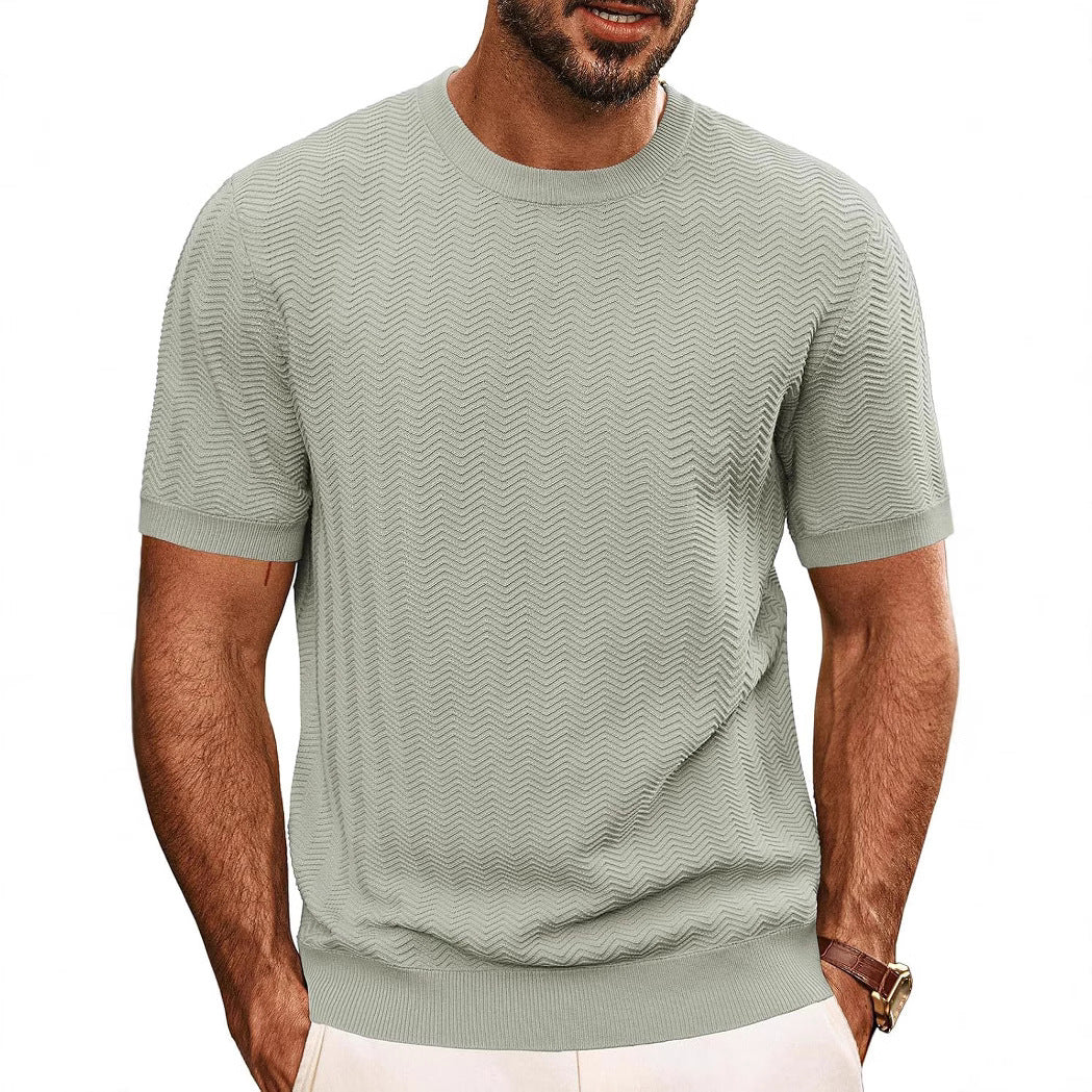 Herrens strukturerat rundhals T-shirt Mirla-Eva Jonsson