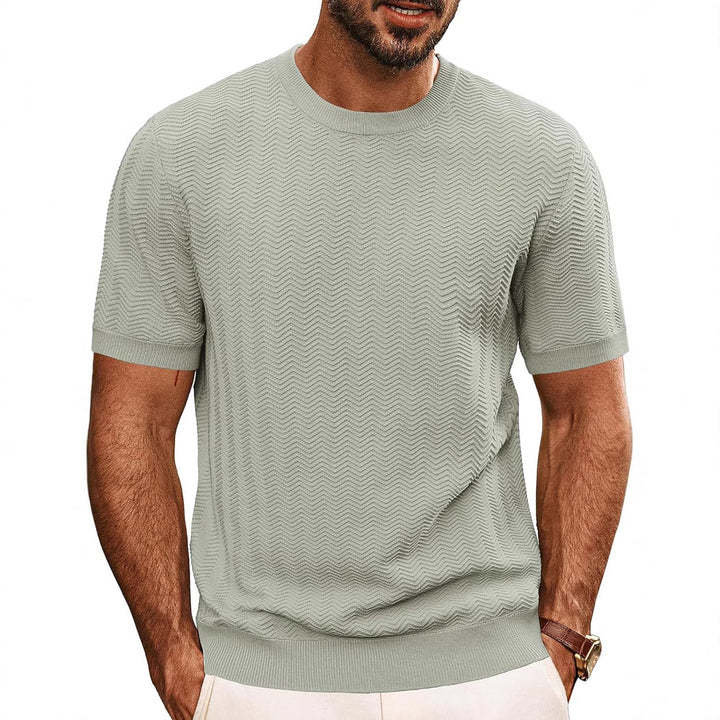 Herrens strukturerat rundhals T-shirt Mirla-Eva Jonsson