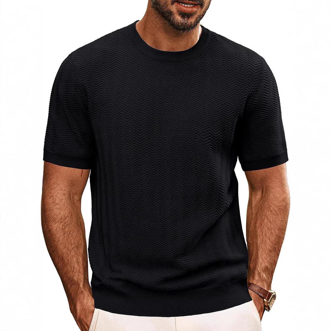 Herrens strukturerat rundhals T-shirt Mirla-Eva Jonsson