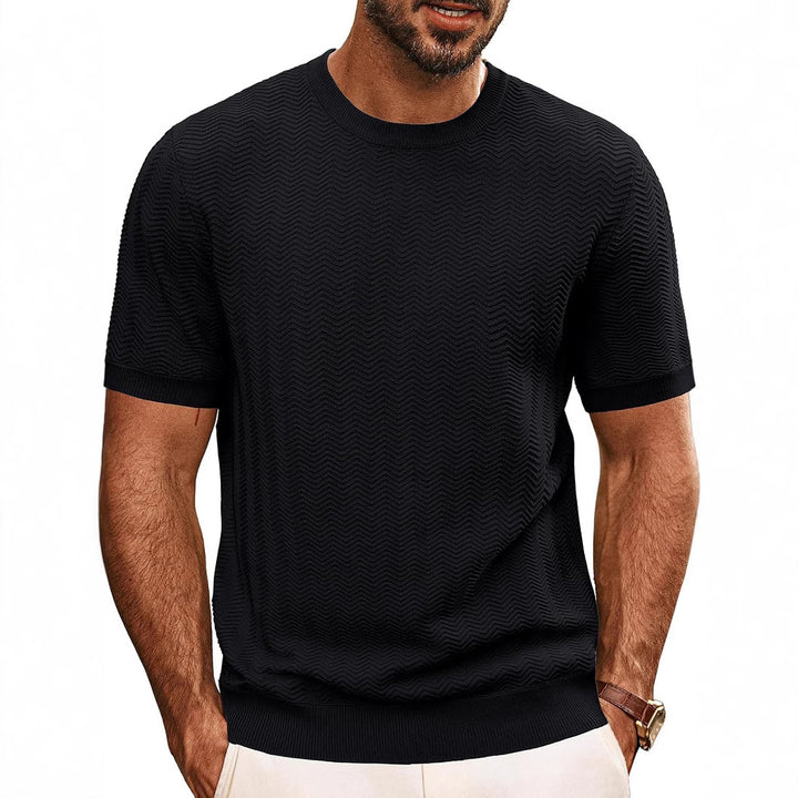 Herrens strukturerat rundhals T-shirt Mirla-Eva Jonsson