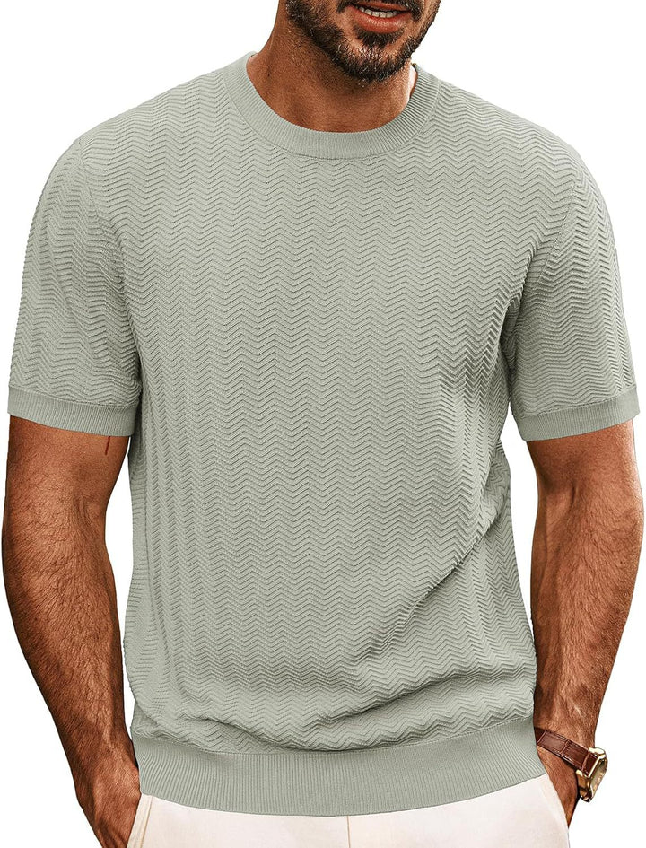 Herrens strukturerat rundhals T-shirt Mirla-Eva Jonsson