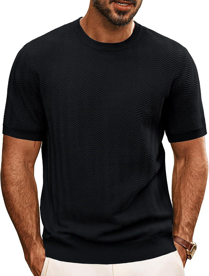 Herrens strukturerat rundhals T-shirt Mirla-Eva Jonsson