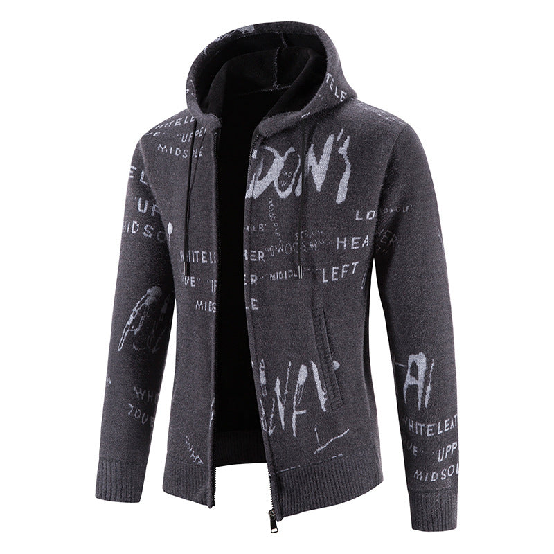 Herrens trendy hooded jacket with creative print Mirla-Eva Jonsson