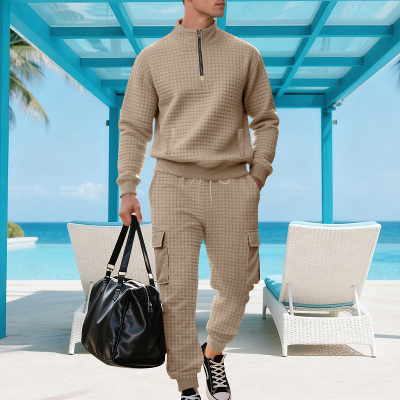 Herrensportig fleece-träningsdräkt med modern ståkrage och praktiska fickor Eva Jonsson-Eva Jonsson