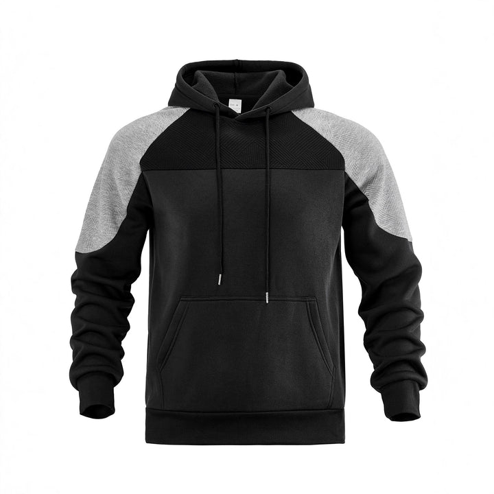 Herrensportig hoodie med geometriska accenter och känguruficka Eva Jonsson-Eva Jonsson