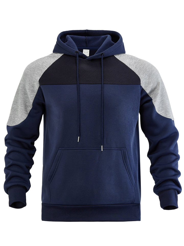 Herrensportig hoodie med geometriska accenter och känguruficka Eva Jonsson-Eva Jonsson
