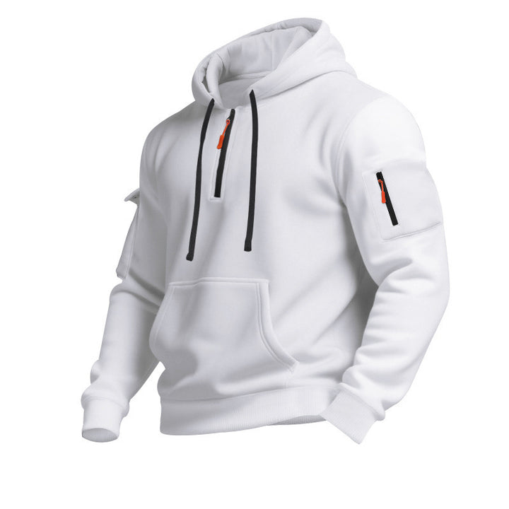 Herrensportigt hoodie med funktionella dragkedjefickor Mirla-Eva Jonsson