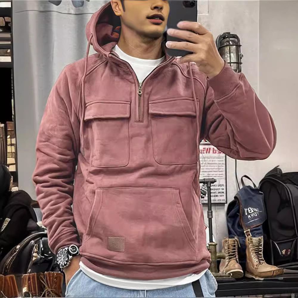 Herrer fleece hoodie med praktisk dragkedja och stora fickor Mirla-Eva Jonsson
