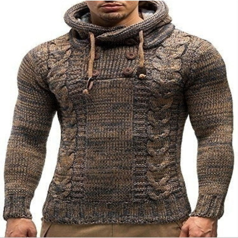 Herrhoodie med strukturerad stickad mönster Mirla-Eva Jonsson