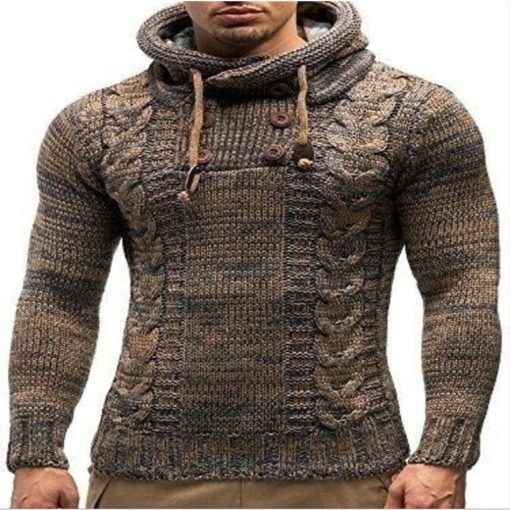 Herrhoodie med strukturerad stickad mönster Mirla-Eva Jonsson