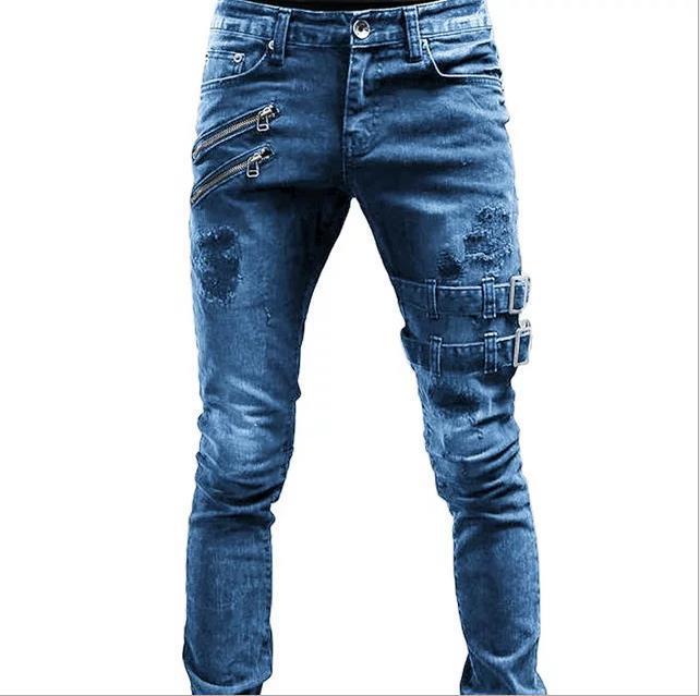 Herrjeans med stilfull dragkedja och slitna detaljer Mirla-Eva Jonsson