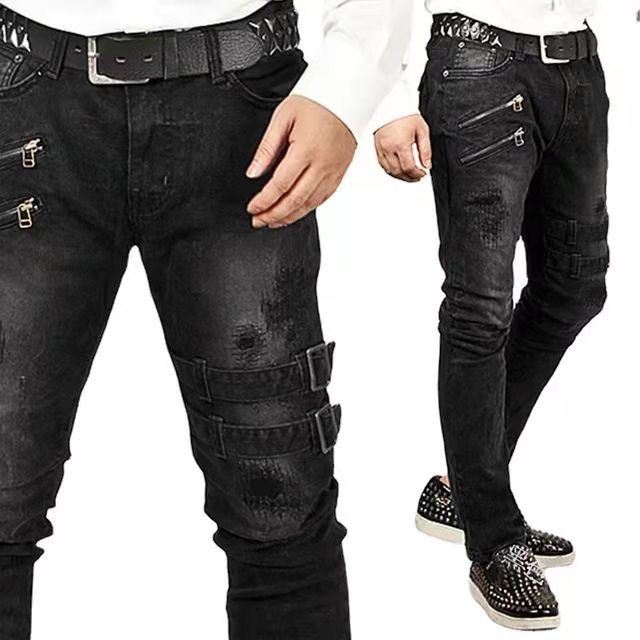 Herrjeans med stilfull dragkedja och slitna detaljer Mirla-Eva Jonsson
