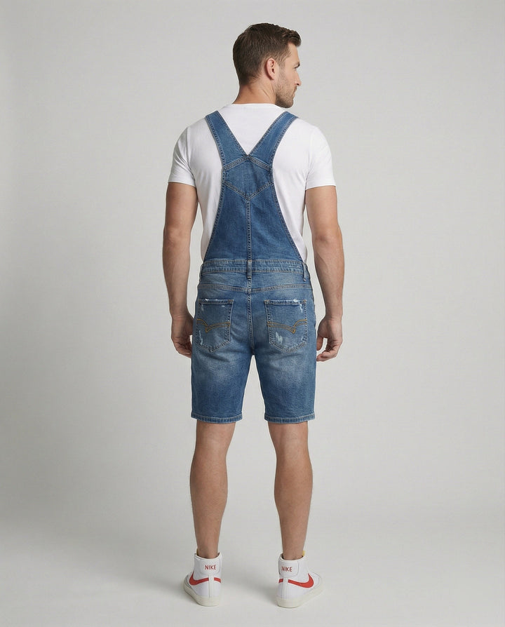 Herrjeans-överalls i used-look med avtagbara axelremmar-Eva Jonsson