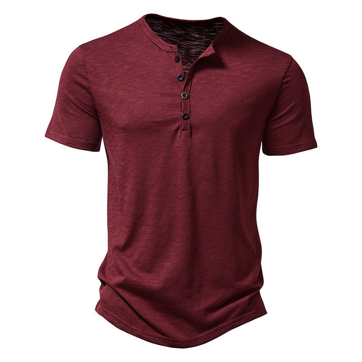 Herrkortärmad Henley T-shirt med stiligt knappdesign och andningsbar bomull Mirla-Eva Jonsson