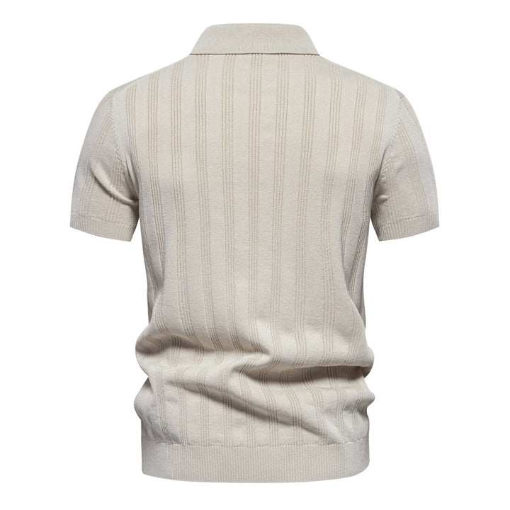 Herrkortärmad Polo-Shirt med strukturerat randmönster Mirla-Eva Jonsson