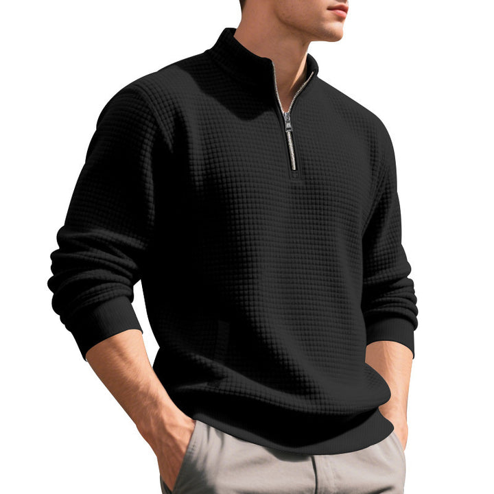 Herrmann elegant fleece hoodie with half zipper and textured design Mirla-Eva Jonsson