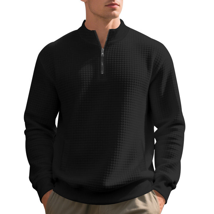 Herrmann elegant fleece hoodie with half zipper and textured design Mirla-Eva Jonsson