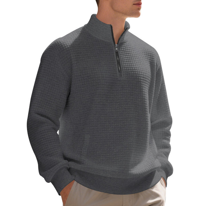 Herrmann elegant fleece hoodie with half zipper and textured design Mirla-Eva Jonsson