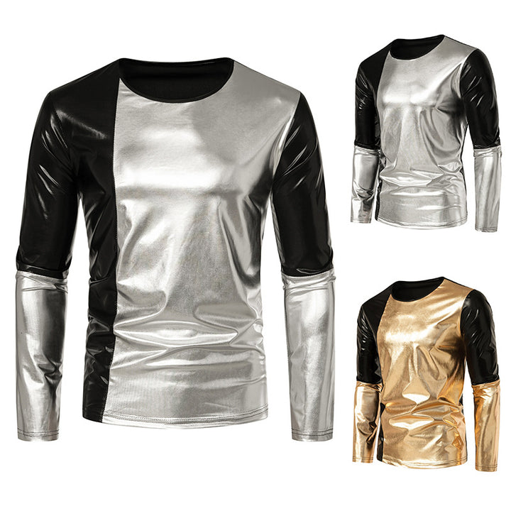 Herrmode Metallic Långärmad T-shirt med eleganta kontraster Eva Jonsson-Eva Jonsson