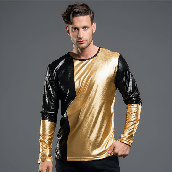 Herrmode Metallic Långärmad T-shirt med eleganta kontraster Eva Jonsson-Eva Jonsson