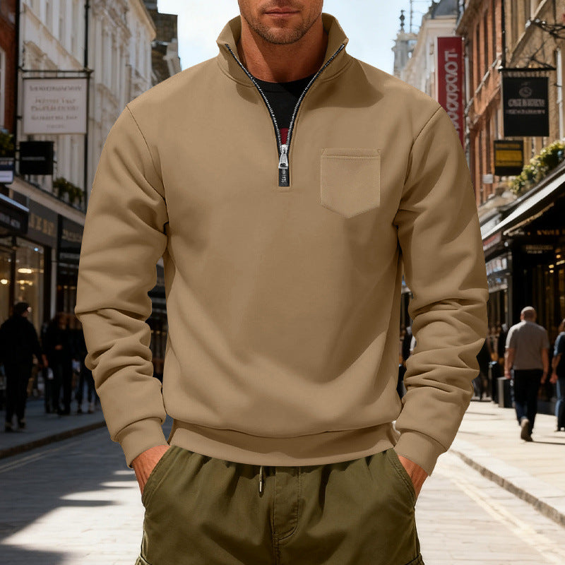 Herrmode Sweatshirt med halv dragkedja och påsydda ficka Eva Jonsson-Eva Jonsson