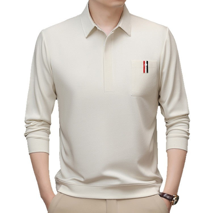 Herrmodern långärmad polotröja med strukturerad design och praktisk bröstficka Eva Jonsson-Eva Jonsson