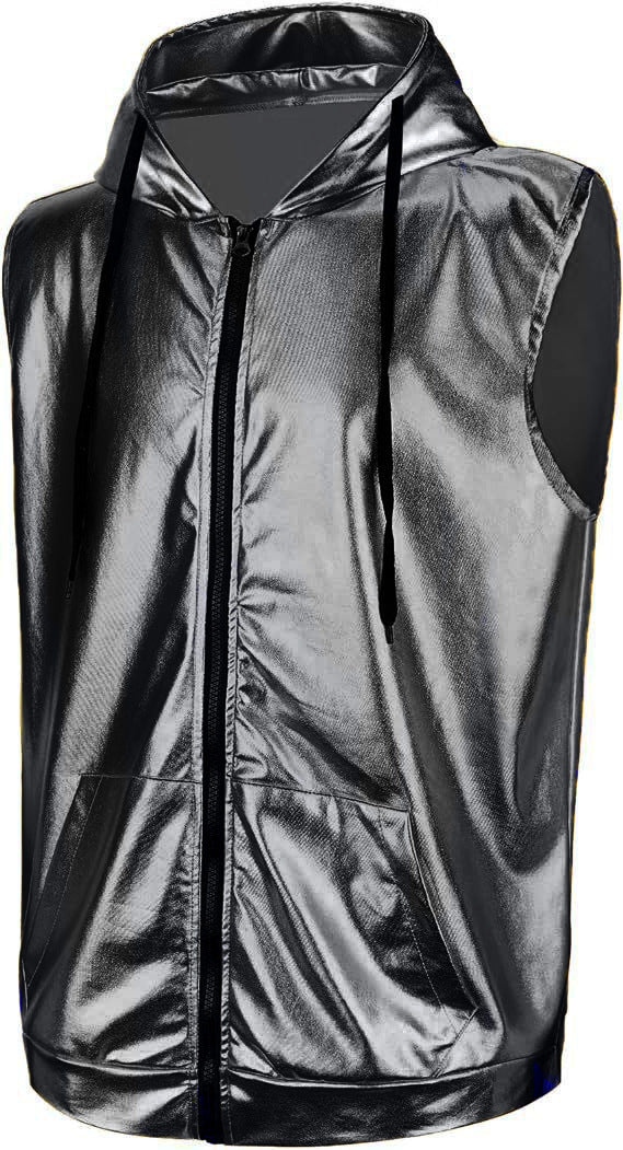 Herröver hooded vest med glänsande yttertyg och praktiska fickor Mirla-Eva Jonsson