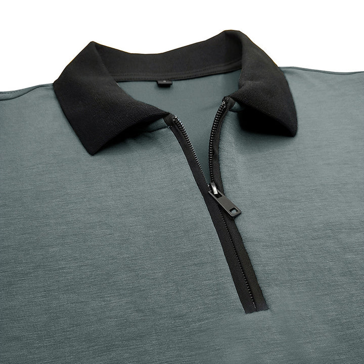 Herrpolo med modern dragkedja och kontrasterande krage Eva Jonsson-Eva Jonsson