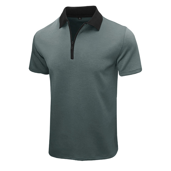 Herrpolo med modern dragkedja och kontrasterande krage Eva Jonsson-Eva Jonsson